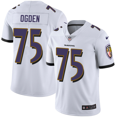 Nike Ravens #75 Jonathan Ogden White Men's Stitched NFL Vapor Untouchable Limited Jersey - Click Image to Close